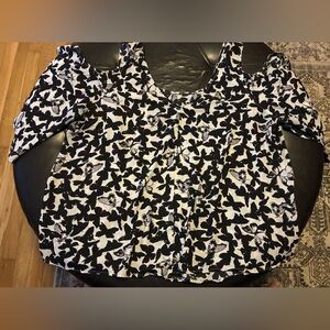 torrid Black and White Butterfly Cold-Shoulder Blouse